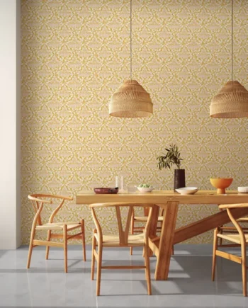 Scion Elsa Classic Arts & Crafts Pattern Yellow Wallpaper