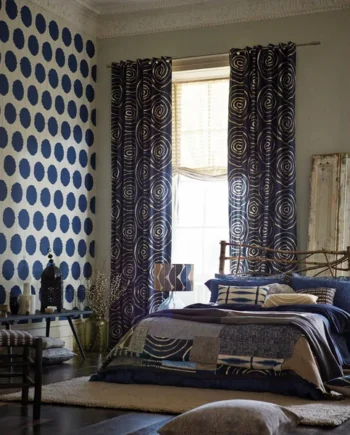 Scion Kimi Slate Ink Blue Wallpaper