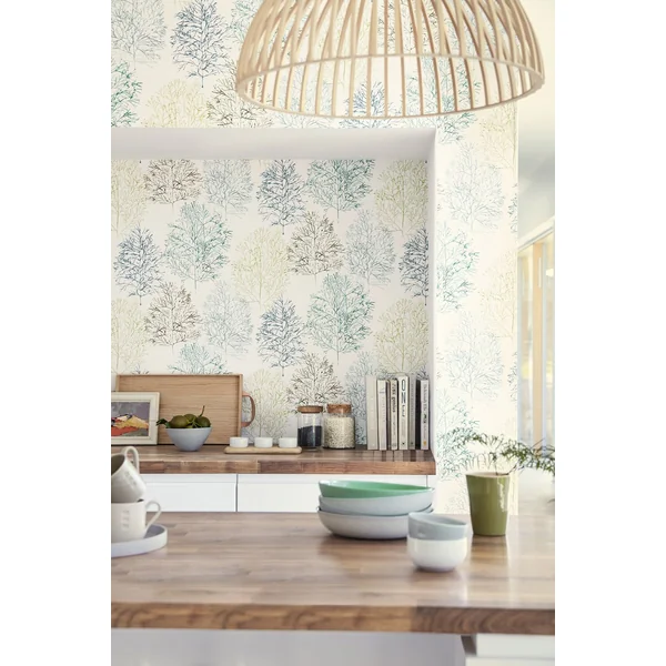 Scion Soetsu`s Abstract Tree Design Wallpaper - Green