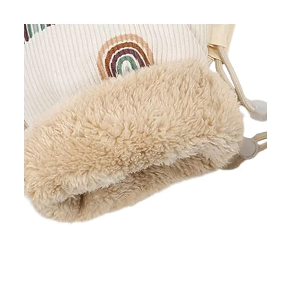 Scooter Gloves Warm Plush Lined Hand Muff | Anti-Freeze Kids Balance Bike Gloves Rainbow Pattern for Winter Cold Weather Outdoor Pushchair Pram