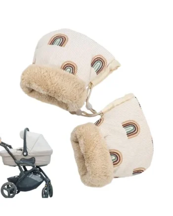 Scooter Gloves Warm Plush Lined Hand Muff | Anti-Freeze Pram Gloves Rainbow Pattern for Winter Outdoor Pushchair Pram Stroller Bike Handlebar