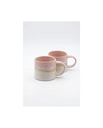 Set of 2 460ml Pink Reactive Glaze Ceramic Mugs