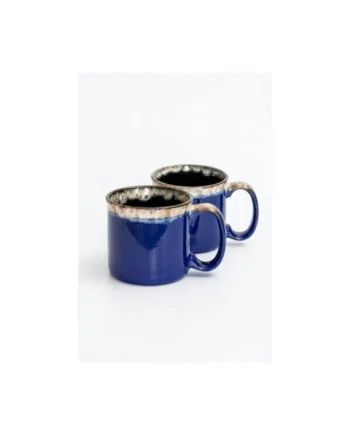 Set of 2 560ml Royal Blue Reactive Glaze Ceramic Mugs