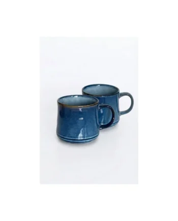 Set of 2 600ml Navy Blue Reactive Glaze Ceramic Mugs