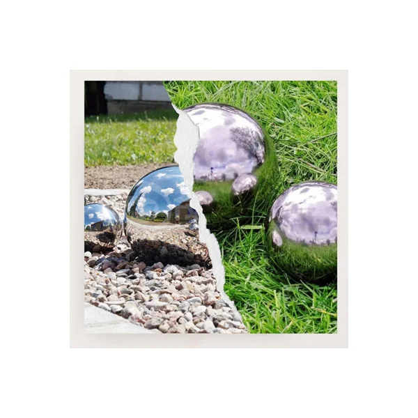 Set of 4 Stainless Steel Gazing Garden Ornaments Outdoor, Floating Ball Garden Decoration