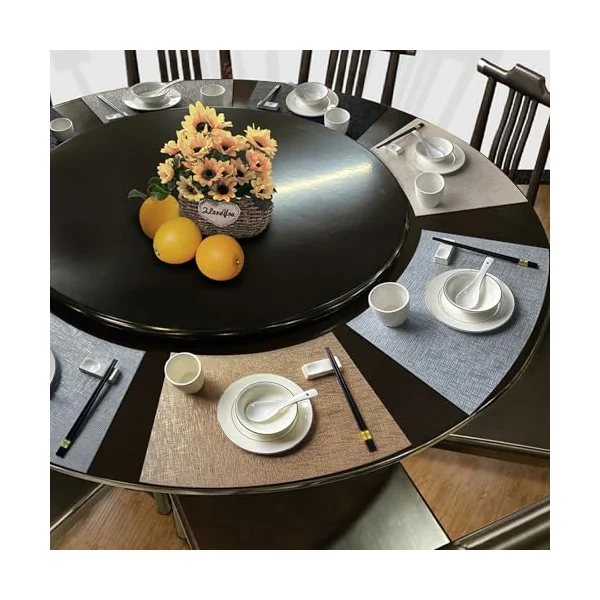 Set of 8 Natural PU Leather Table Mats Plain Square Place Mats Washable Motif for Kitchen Hotel Silver Grey 27 x 43 cm