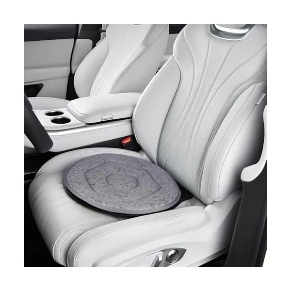 SEWACC Rotating Car Seat Cushion Swivel Chair Pad for Driving Elderly Support Portable Auto Seat Cushion Dark Grey 17 X 15 Inches