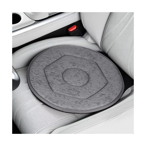 SEWACC Rotating Car Seat Cushion Swivel Chair Pad for Driving Elderly Support Portable Auto Seat Cushion Dark Grey 17 X 15 Inches