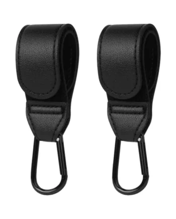 Shabany Hook 2 pieces universal fit | holder universal hook pram hook bag hook adjustable robust bag holder carabiner hook | black