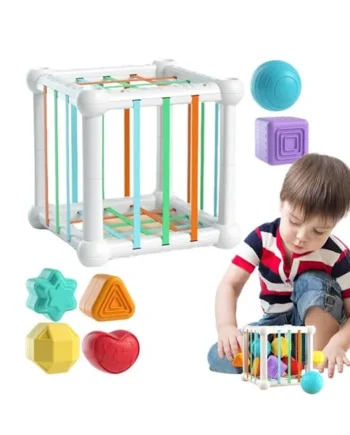 Shape Sorter Toy Interactive Educational Fine Motor | Sensory Blocks Cubes Game Textured Multifunctional Hand-Eye Coordination Cognitive Skills Enlightenment for 1-3Yrs Home