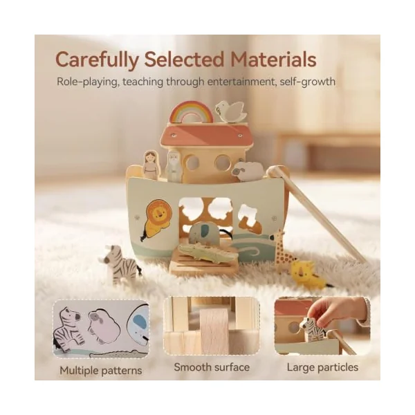 Shape Toys 5-in-1 Wooden Educational Stacking Fine Motor Skills | Child Shape Learning Sorter Toys for Holiday Party Favor Home Kindergarten Daycare Classroom
