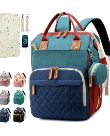 SHITIESHOU Baby Changing Backpack, for Girls, Boys, Diaper Bag for Mom, Dad, with Pad, 16 Pockets, Pacifier Case, Large Unisex Travel Diaper Bag (Colorful)