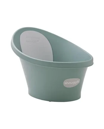 Shnuggle Baby Bath Tub Featuring Ergonomic Bum Bump Support, Soft Foam Backrest and an Integrated Plug. A Compact, Space-Saving Bathing Solution for Newborns up to 12 Months - Eucalyptus