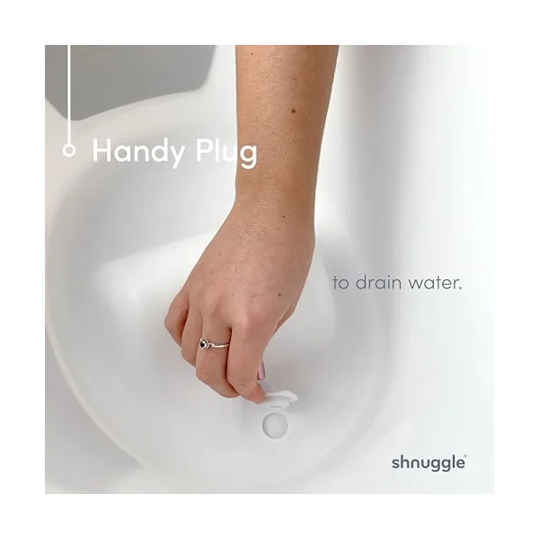 Shnuggle Baby Bath Tub Featuring Ergonomic Bum Bump Support, Soft Foam Backrest and an Integrated Plug. A Compact, Space-Saving Bathing Solution for Newborns up to 12 Months - Eucalyptus
