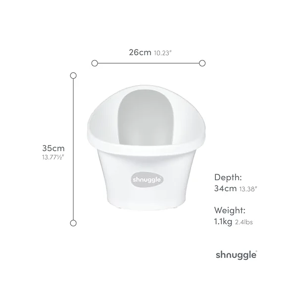 Shnuggle Baby Bath Tub Featuring Ergonomic Bum Bump Support, Soft Foam Backrest and an Integrated Plug. A Compact, Space-Saving Bathing Solution for Newborns up to 12 Months - Eucalyptus