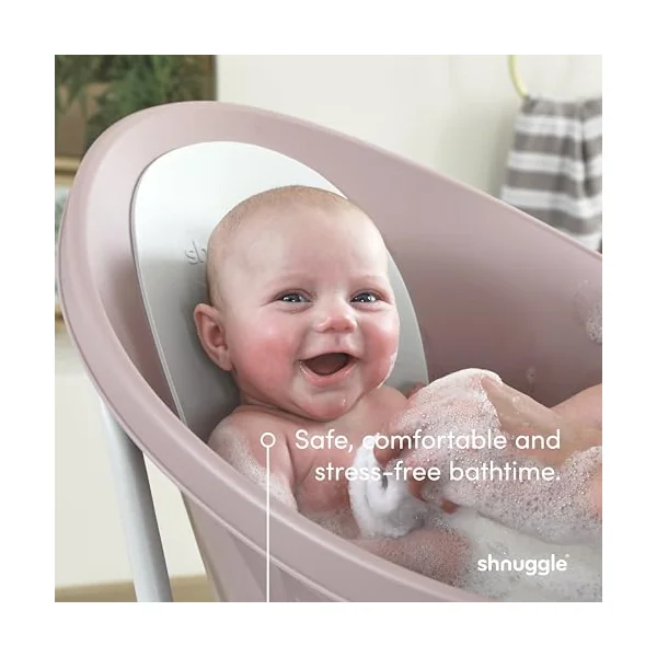 Shnuggle Baby Bath Tub Featuring Ergonomic Bum Bump Support, Soft Foam Backrest and an Integrated Plug. A Compact, Space-Saving Bathing Solution for Newborns up to 12 Months - Eucalyptus