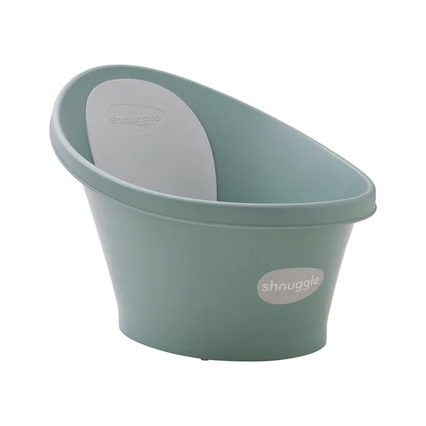Shnuggle Baby Bath Tub Featuring Ergonomic Bum Bump Support, Soft Foam Backrest and an Integrated Plug. A Compact, Space-Saving Bathing Solution for Newborns up to 12 Months - Eucalyptus