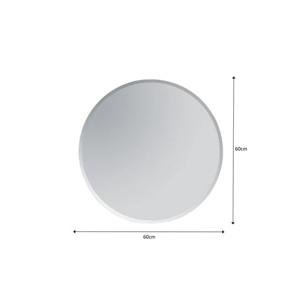 Showerdrape Fitzrovia Round Wall Mounted Frameless Bevelled Edge Bathroom Mirror 60 x 60cm
