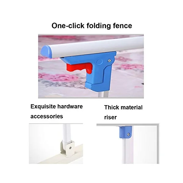Side Guard for Elderly Multifunction Anti-Fall Vertical Lift Disabled Bed Rail Guard Folding Assist Handle Handicap Bed Railing Hospital Metal Grip Bumper Bar Bed Side Handrail