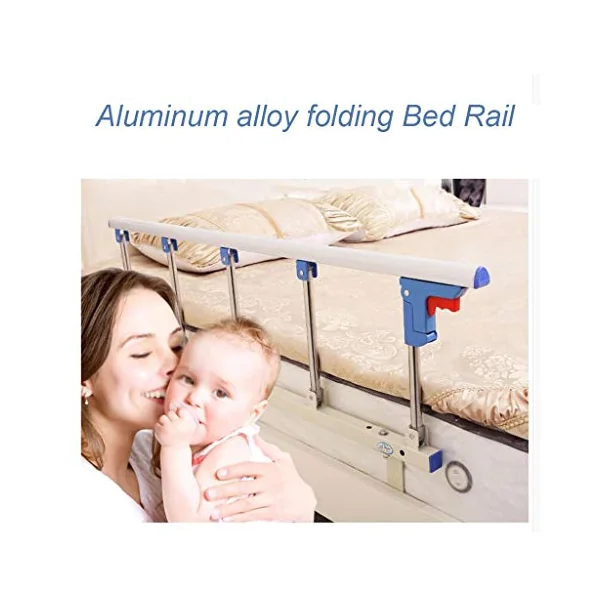 Side Guard for Elderly Multifunction Anti-Fall Vertical Lift Disabled Bed Rail Guard Folding Assist Handle Handicap Bed Railing Hospital Metal Grip Bumper Bar Bed Side Handrail