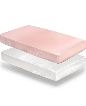 SiinvdaBZX 2 Pack Satin Crib Sheets for Girls - Soft and Silky Fitted Sheet for Standard Crib and Toddler Mattress (Pink&White, 52"x28"x8")