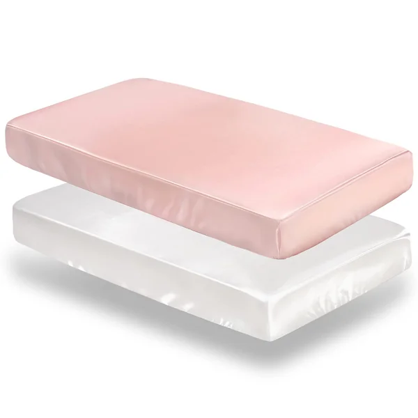 SiinvdaBZX 2 Pack Satin Crib Sheets for Girls - Soft and Silky Fitted Sheet for Standard Crib and Toddler Mattress (Pink&White, 52"x28"x8")