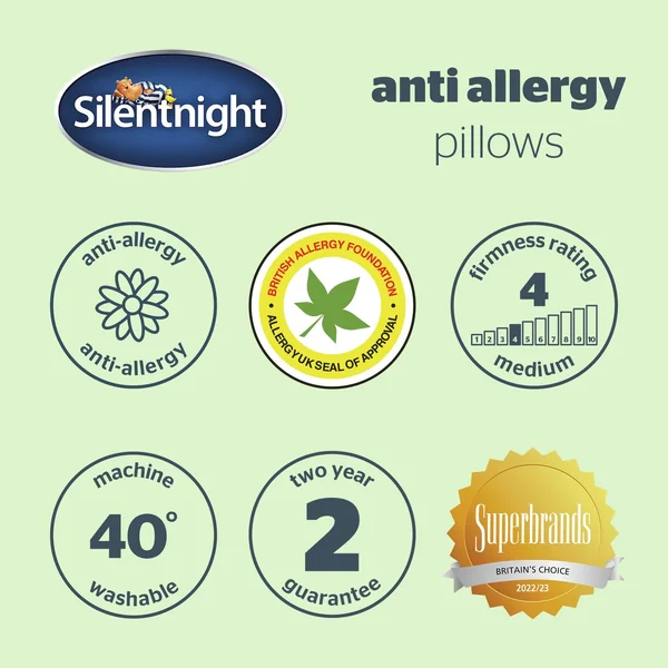 Silentnight Anti-Allergy Medium/ Soft Pillow - 2 Pack