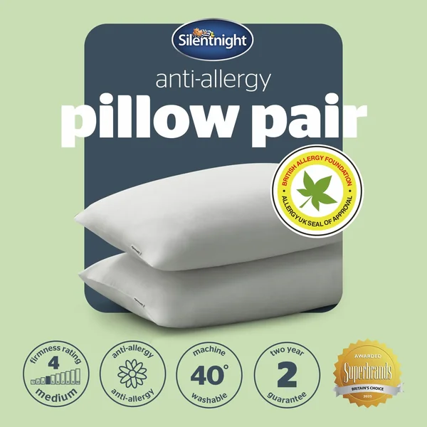 Silentnight Anti-Allergy Medium/ Soft Pillow - 2 Pack
