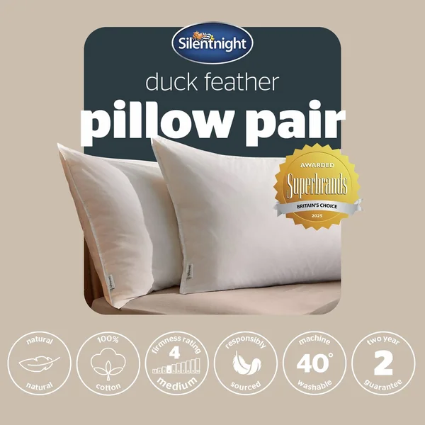 Silentnight Duck Feather Medium/ Soft Pillow - 2 Pack