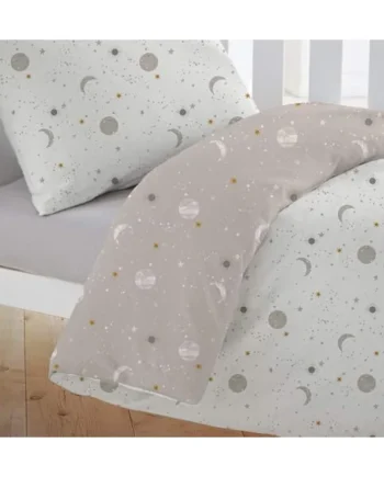 Silentnight Safe Nights Cot Bed Duvet Set - Breathable 100% Cotton Jersey - Super Soft Kind to Skin - Duvet Cover & Pillowcase for Toodler Child Junior Quilt - 150x120cm - Hypoallergenic, Celestial