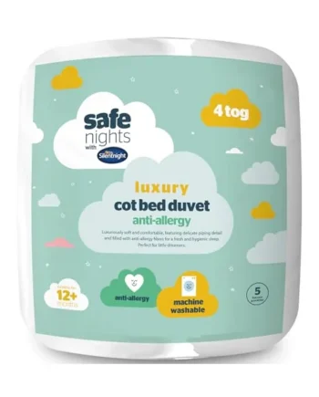 Silentnight Safe Nights Luxury Cot Bed Duvet 4 Tog - Anti Allergy Soft Breathable Snug Warm Nursery Junior Quilt for Children, Kids, Toddlers - Hypoallergenic and Machine Washable - 150x120cm