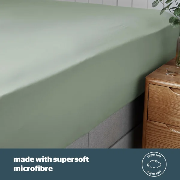Silentnight Supersoft 28cm Sage Green Fitted Sheet - Single