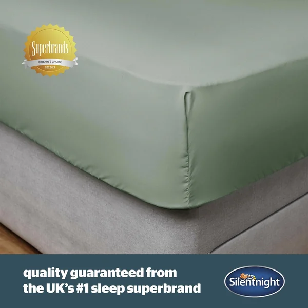 Silentnight Supersoft 28cm Sage Green Fitted Sheet - Single