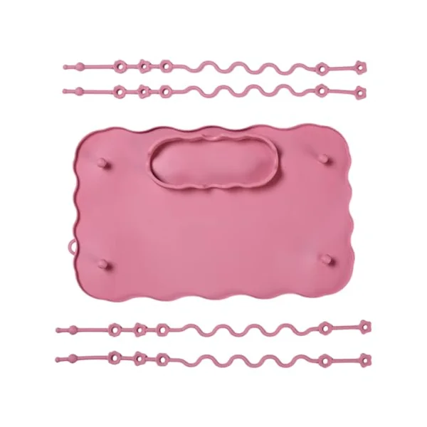 Silicone Baby Feeding Plate with Strap, Anti-Slip Toddler Placemat for Kids Dinner Tablemats Food Grade Baby Silicone Placemat with Strap