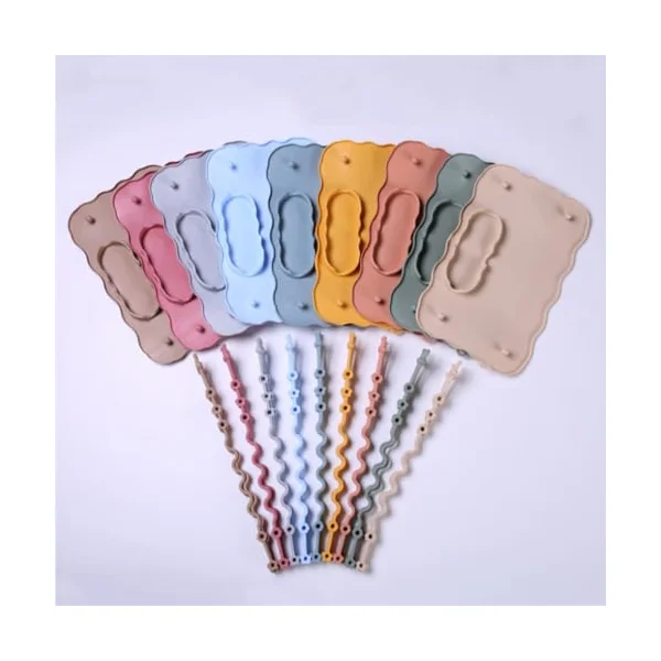 Silicone Baby Feeding Plate with Strap, Anti-Slip Toddler Placemat for Kids Dinner Tablemats Food Grade Baby Silicone Placemat with Strap