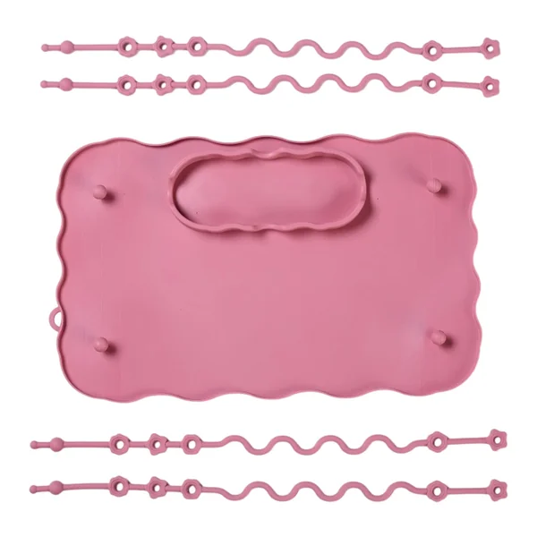 Silicone Baby Feeding Plate with Strap, Anti-Slip Toddler Placemat for Kids Dinner Tablemats Food Grade Baby Silicone Placemat with Strap