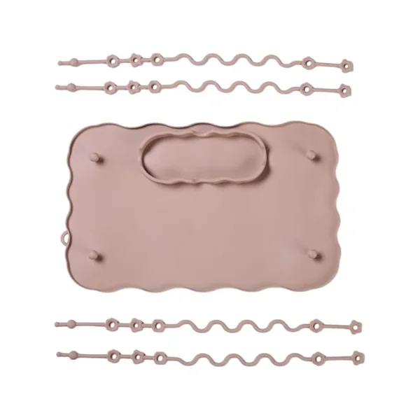 Silicone Baby Feeding Plate with Strap, Anti-Slip Toddler Placemat for Kids Dinner Tablemats Food Grade Baby Silicone Placemat with Strap