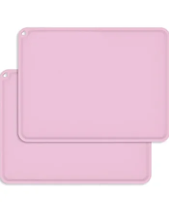 Silicone Baby Placemat, Silicone Placemats for Kids Toddler, Kids Placemats for Dining Table, Children Reusable Non-Slip Table Mats, Waterproof, Washable, Portable Placemat Set of 2, Pink