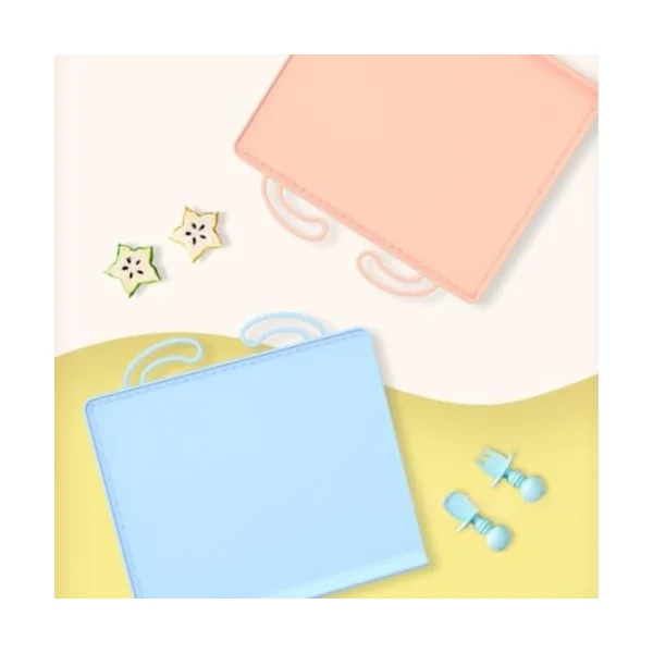 Silicone Placemat for Baby & Pets - Extra Large 61cm Heat Resistant Non Slip Feeding Mat with Raised Edges - Waterproof Splat Mat for High Chair Floor Protection Travel(Pink)