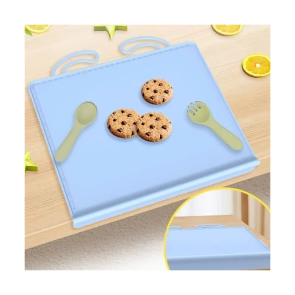 Silicone Placemat for Baby & Pets - Extra Large 61cm Heat Resistant Non Slip Feeding Mat with Raised Edges - Waterproof Splat Mat for High Chair Floor Protection Travel(Pink)