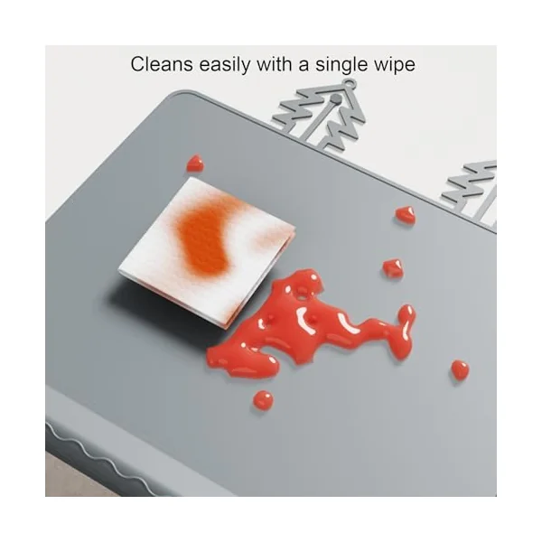 Silicone Placemat Washable Non-Slip Mat | Food Mat with Anti-Collision Edge for Kids Table Food Feeding Desk Dinner