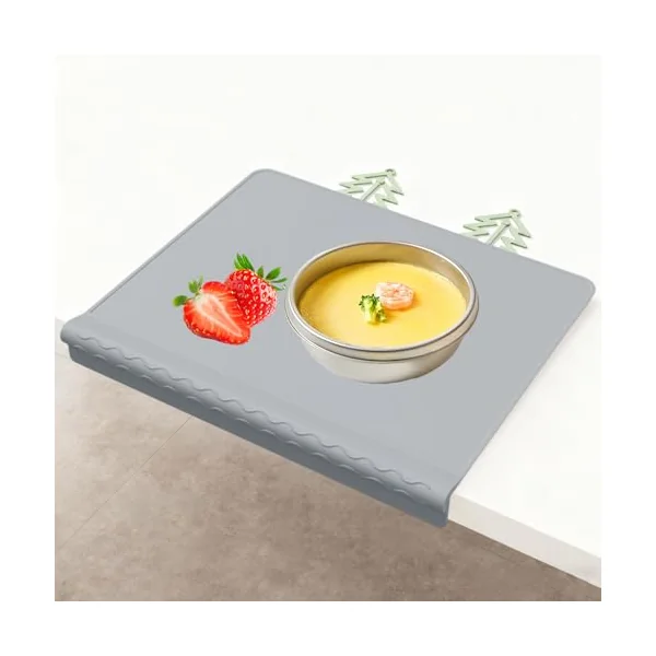 Silicone Placemat Washable Non-Slip Placemat | Silicone Table Mat with Anti-Collision Edge for Kids Table Food Eating Dining Feeding