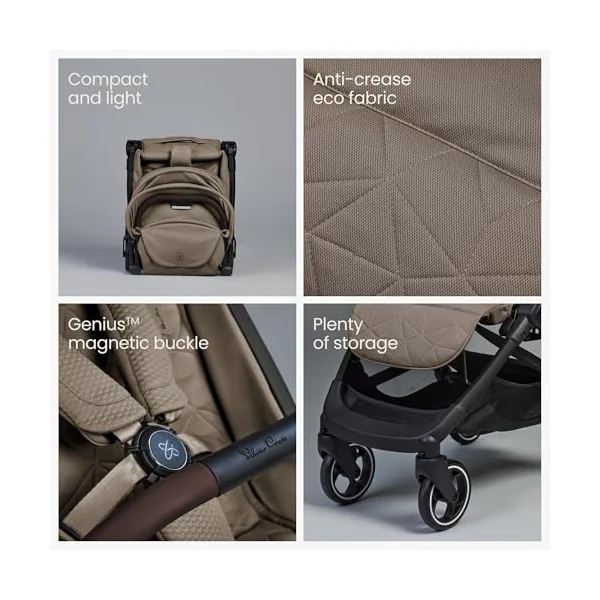 Silver Cross Clic 2 Compact Stroller & Travel Bag, Birth to 22kg, Cobble | For Life on the Go, Our Lightweight, Compact Everyday Stroller, One-Hand, Self-Standing Fold, Travel Bag Included