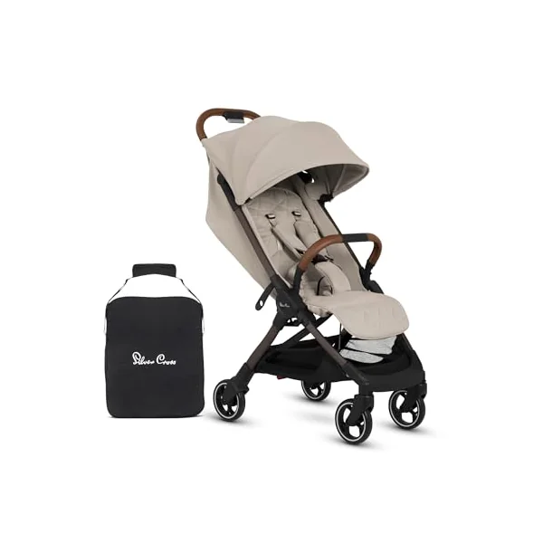 Silver Cross Clic 2 Compact Stroller & Travel Bag, Birth to 22kg, Latte | For Life on the Go, Our Lightweight, Compact Everyday Stroller, One-Hand, Self-Standing Fold, Travel Bag Included