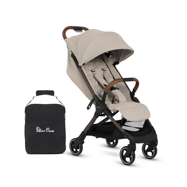Silver Cross Clic 2 Compact Stroller & Travel Bag, Birth to 22kg, Latte | For Life on the Go, Our Lightweight, Compact Everyday Stroller, One-Hand, Self-Standing Fold, Travel Bag Included