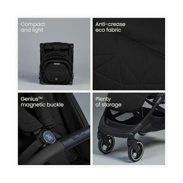 Silver Cross Clic 2 Compact Stroller & Travel Bag, Birth to 22kg, Space | For Life on the Go, Our Lightweight, Compact Everyday Stroller, One-Hand, Self-Standing Fold, Travel Bag Included
