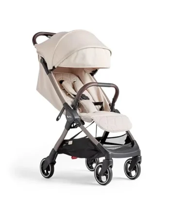 Silver Cross - Clic Compact Pushchair - Travel Stroller - Foldable & Lightweight Stroller - Cabin Size - Newborns to 4 years - Almond