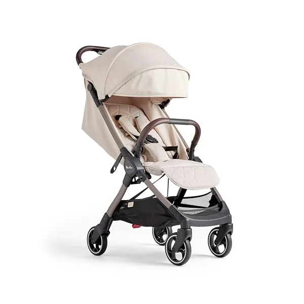 Silver Cross - Clic Compact Pushchair - Travel Stroller - Foldable & Lightweight Stroller - Cabin Size - Newborns to 4 years - Almond