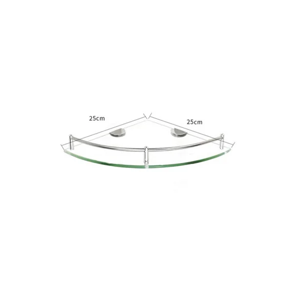 Silver Tempered Glass Wall Mounted Bathroom Corner Shelf 25 cm