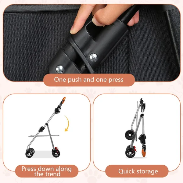 Simcat Pet Stroller for Small Dogs Cats, Foldable Cat Dog Pram for Medium Dogs with 360 ° Wear-Resistant Rubber Wheels Dog Travel Carrier (Black)